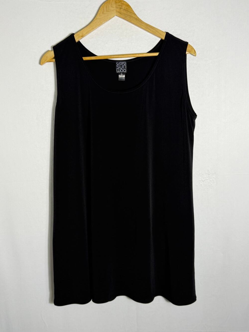 Ciara Sunwoo Black Tank Top Womens XL Sleeveless Stretch Made USA